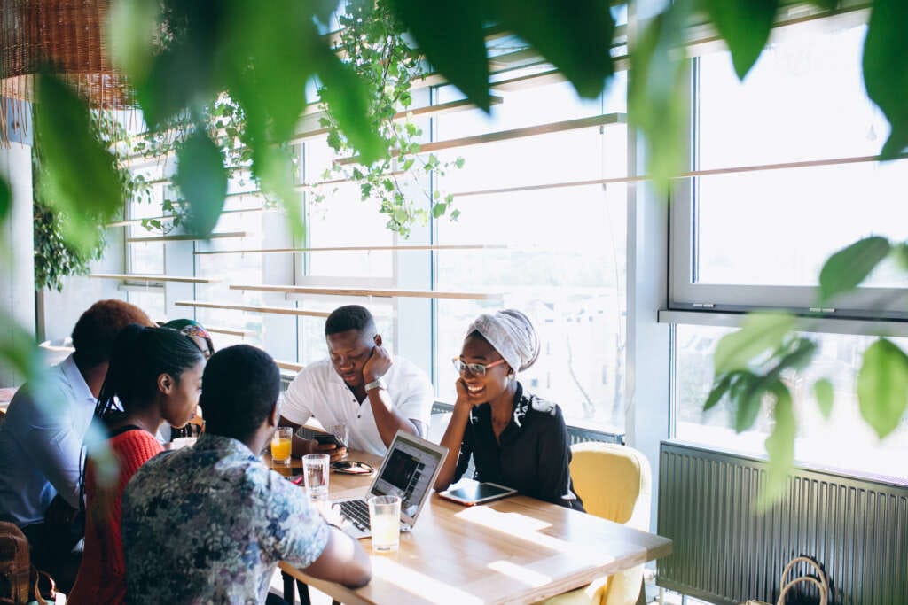Group of afro americans working together